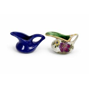 2 Pitchers Art Deco Dutch Gouda Pottery Small Handmade  Holland see description